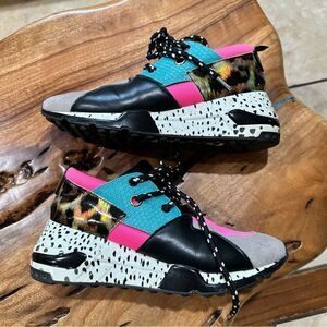 Steve Madden Cheetah Leopard Print Hot Pink Cliff Sneakers Size 8